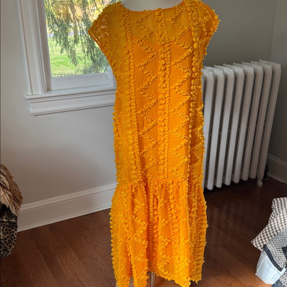 NWT Anthropologie tangerine textured Midi Dress